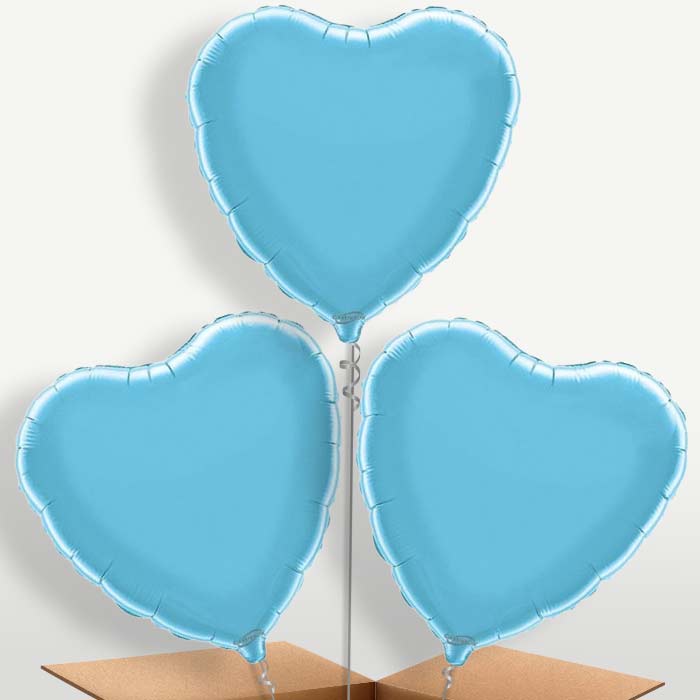 Baby Blue Heart Bunch of Balloons inflated with Helium | Small Indoor Plants