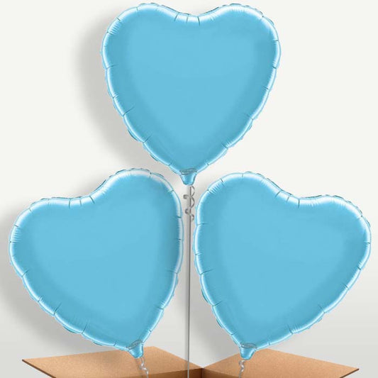 Baby Blue Heart Bunch of Balloons inflated with Helium | Small Indoor Plants