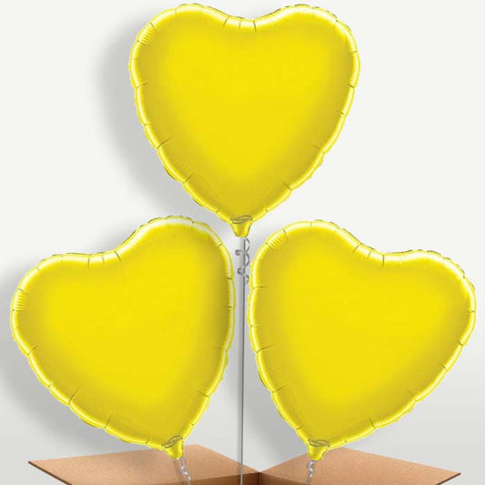 Yellow Heart Bunch of Balloons inflated with Helium | Small Indoor Plants