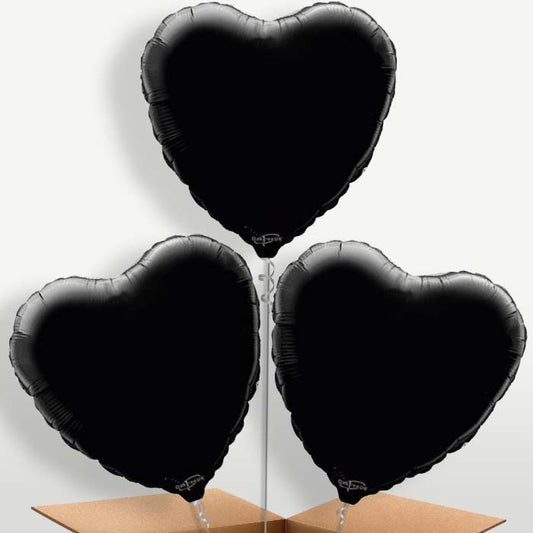 Black Heart Bunch of Balloons inflated with Helium | Small Indoor Plants