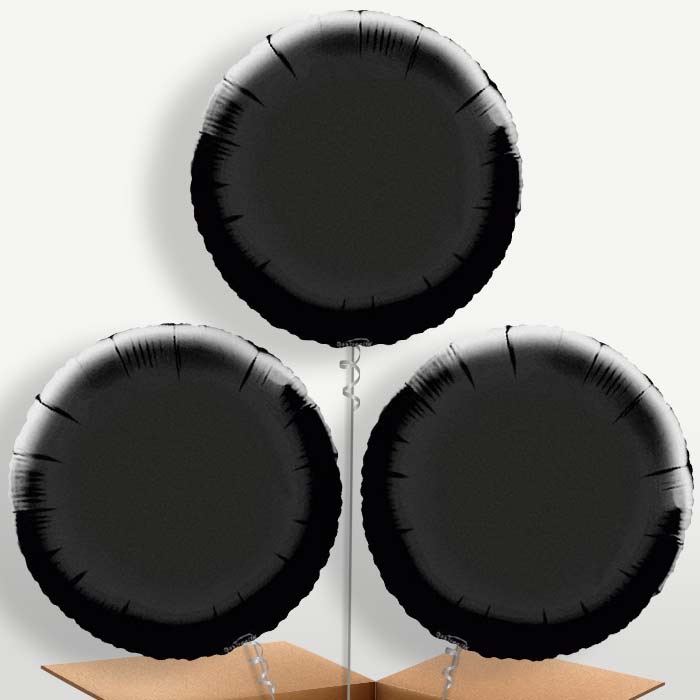 Black Circle Bunch of Balloons inflated with Helium | Small Indoor Plants