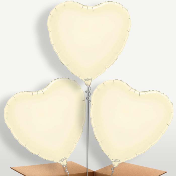 Ivory Heart Bunch of Balloons inflated with Helium | Small Indoor Plants