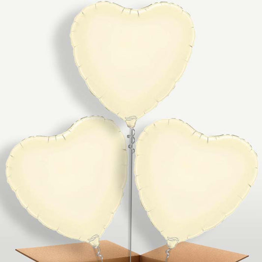 Ivory Heart Bunch of Balloons inflated with Helium | Small Indoor Plants