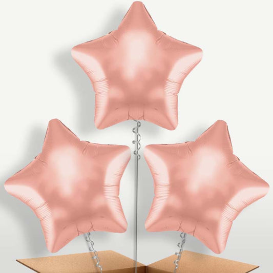 Rose Gold Star Shaped Bunch of Balloons inflated with Helium | Small Indoor Plants