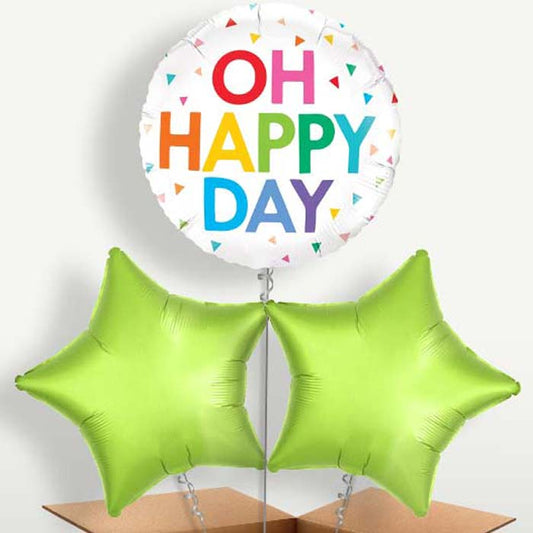 Rainbow Oh Happy Day Trio Balloon Bunch | Small Indoor Plants