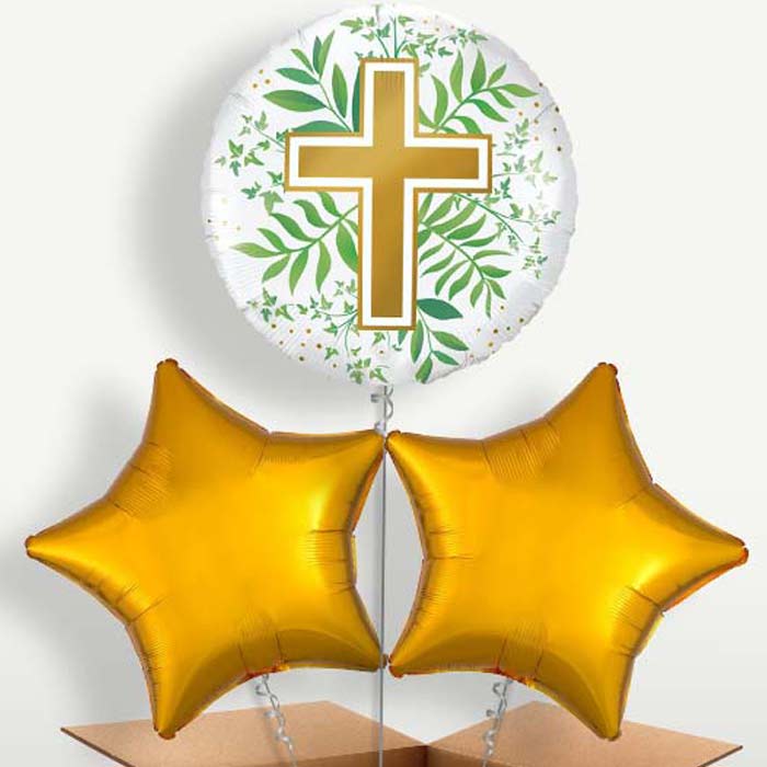 Communion Religious Cross Bunch of Balloons | Small Indoor Plants