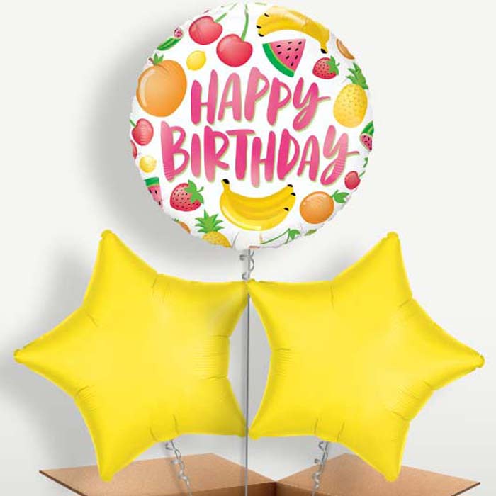 Fruits Summer Happy Birthday Trio Balloon Bunch | Small Indoor Plants