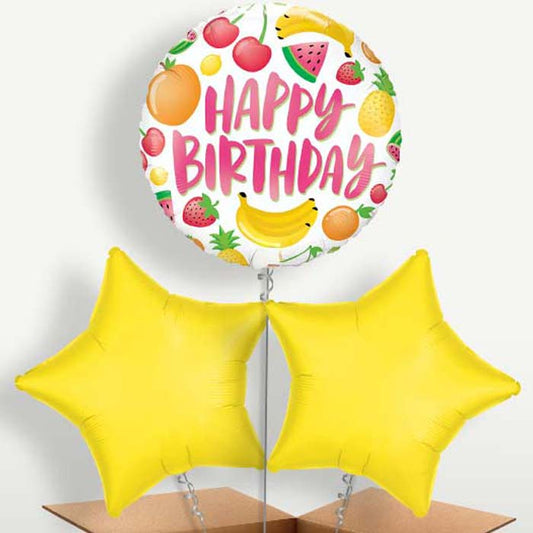 Fruits Summer Happy Birthday Trio Balloon Bunch | Small Indoor Plants