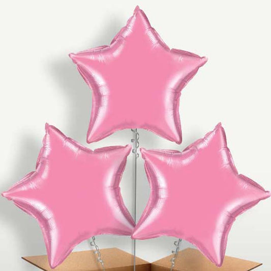 Rose Pink Star Balloon Bunches inflated with Helium | Small Indoor Plants