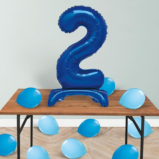 Blue Number 2 Birthday Inflated Standing Balloon Decoration