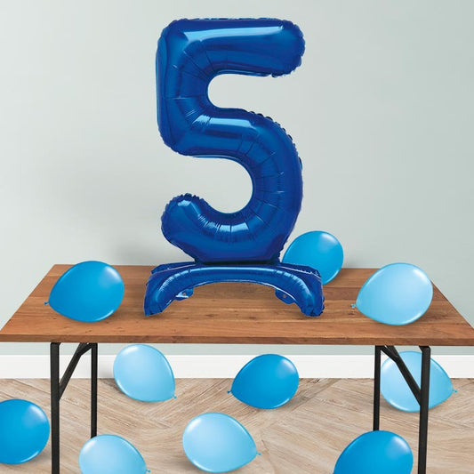 Blue Number 5 Birthday Inflated Standing Balloon Decoration