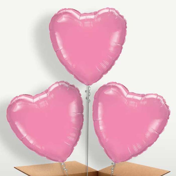 Heart Rose Pink Balloons in a Bunch Inflated with Helium | Small Indoor Plants