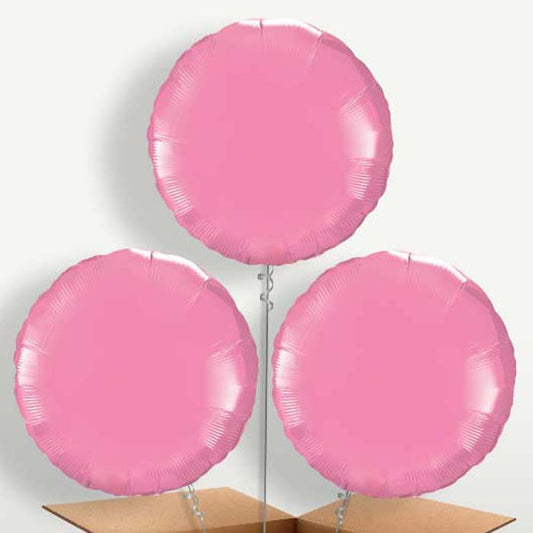 Rose Pink Circle Trio Balloon Bunch inflated with Helium | Small Indoor Plants