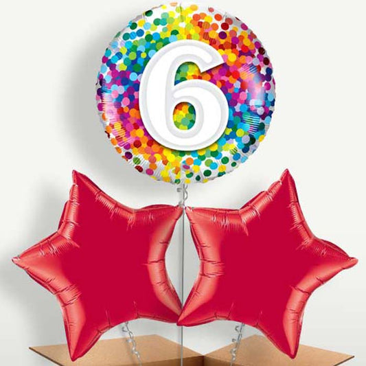 Colourful Confetti 6th Birthday Bunch of Balloons | Small Indoor Plants
