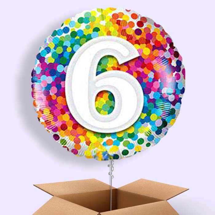 6th Birthday Balloon in a Box - Colourful Confetti