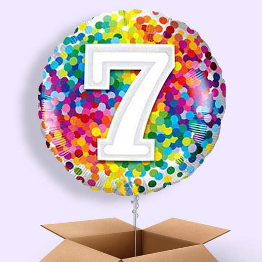 7th Birthday Balloons in a Box - Rainbow