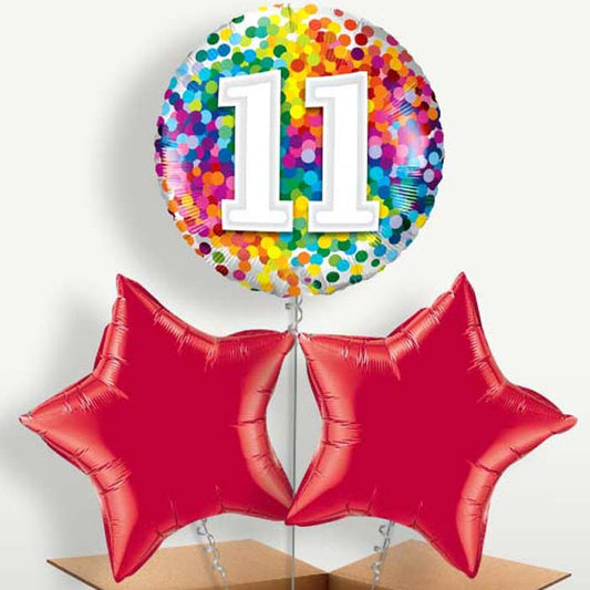 Colourful 11th Birthday Bunch of Balloons | Small Indoor Plants