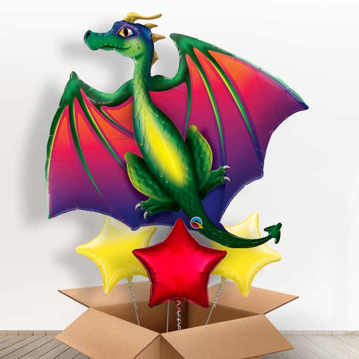 Large Helium Dragon Balloon in a Box - With 3 Plain Balloons | Small Indoor Plants