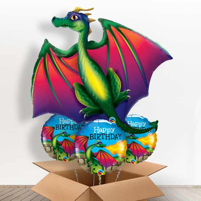 Large Helium Dragon Balloon in a Box - With 3 Themed Balloons | Small Indoor Plants