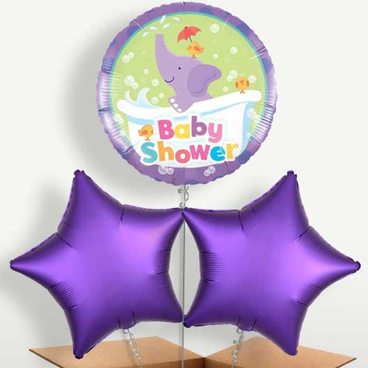 Purple Elephant Baby Shower Trio Balloon Bunch | Small Indoor Plants