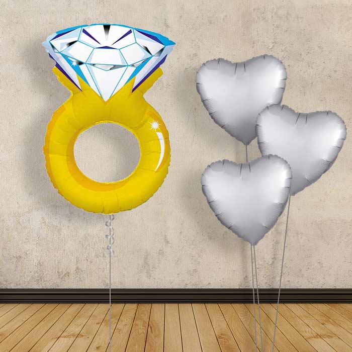 Balloon Bouquet Wedding - Gold Ring - Plain Bouquet | Small Indoor Plants