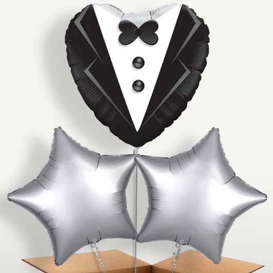 Wedding Tuxedo Helium Bunch of Balloons | Small Indoor Plants