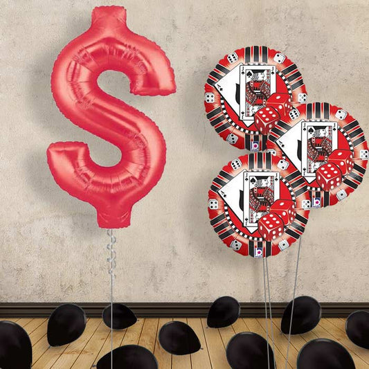 Dollar Sign Helium Balloon Bouquet Delivered in a Box - Themed Bouquet and Latex | Small Indoor Plants