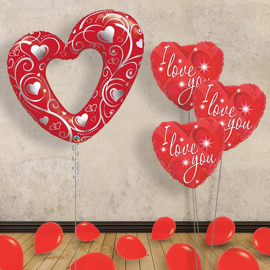 Heart Balloon Bouquet in a Box - Themed Bouquet and Latex | Small Indoor Plants
