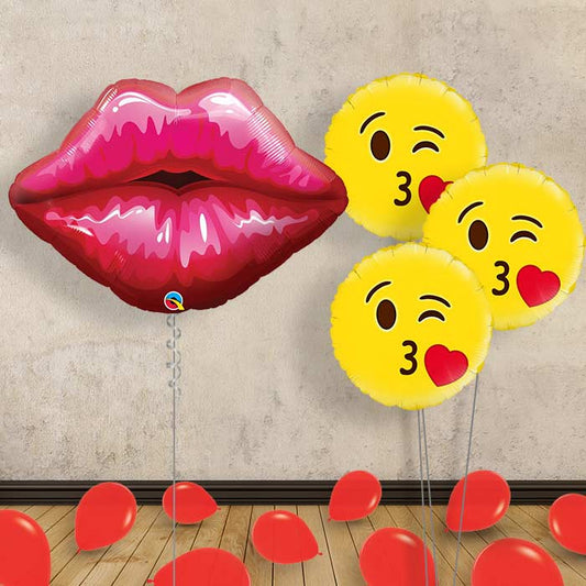 Balloon Lips in a Box Display Package - Themed Bouquet and Latex | Small Indoor Plants