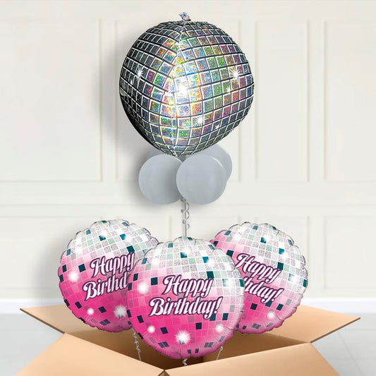 Holographic Disco Ball (Birthday) Orbz Balloon in a Box - Orbz Balloon with 3 Balloons | Small Indoor Plants