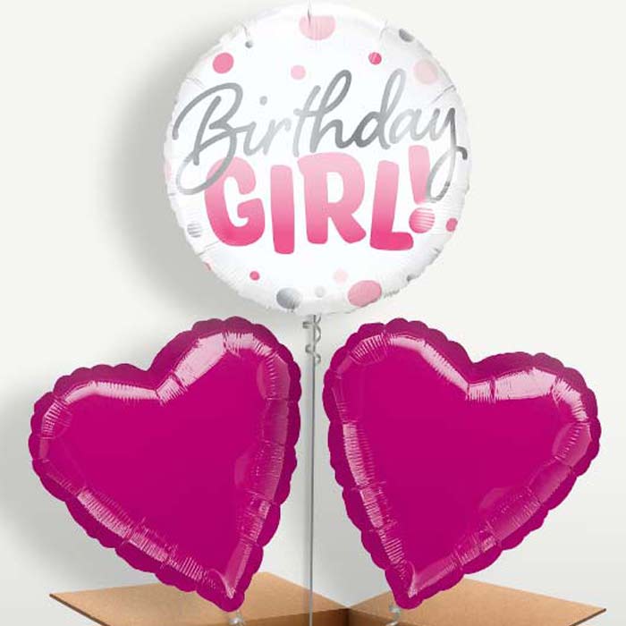 Birthday Girl Bunch of Balloons inflated with Helium | Small Indoor Plants