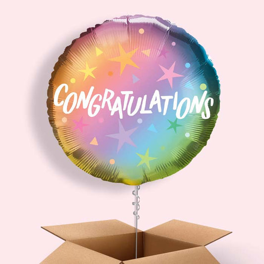 Congratulations Ombre Stars Balloon in a Box