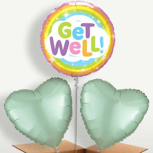 Get Well Soon Rainbow Trio Balloon Bunch | Small Indoor Plants