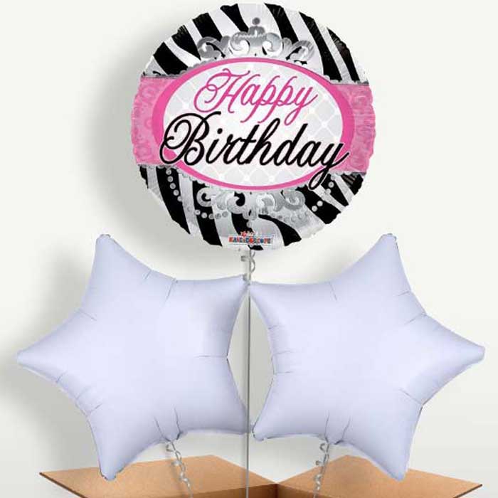 Happy Birthday Zebra Bunch of Balloons inflated with Helium | Small Indoor Plants
