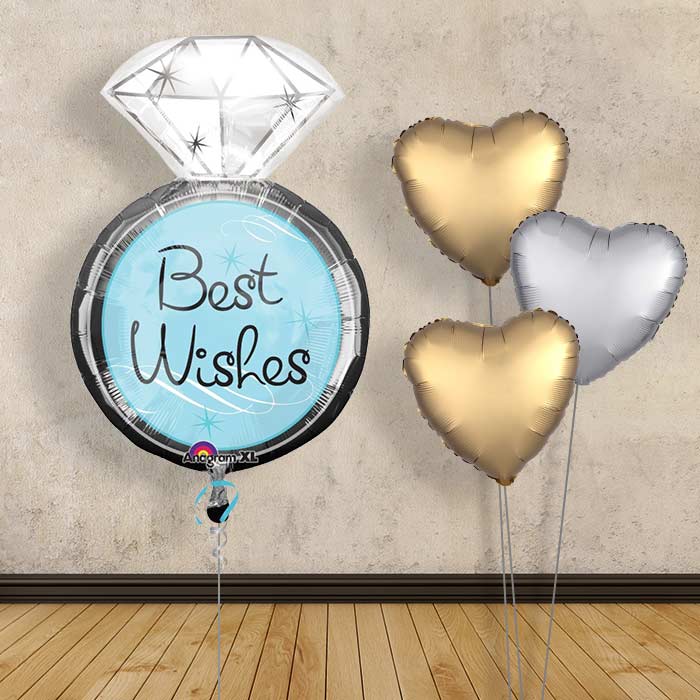 Personalised Balloon - Best Wishes Wedding Ring - Plain Bouquet | Small Indoor Plants