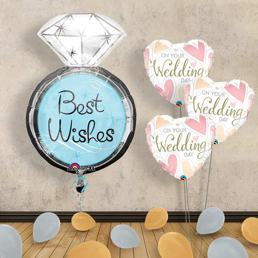 Personalised Balloon - Best Wishes Wedding Ring - Themed Bouquet and Latex | Small Indoor Plants