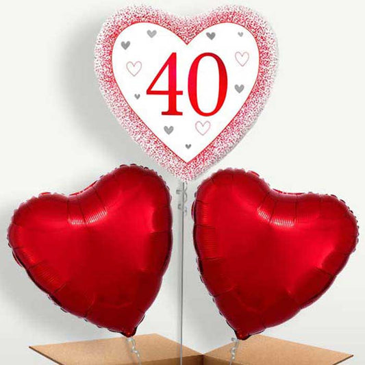 Ruby Happy 40th Anniversary Heart Helium Bunch of Balloons | Small Indoor Plants