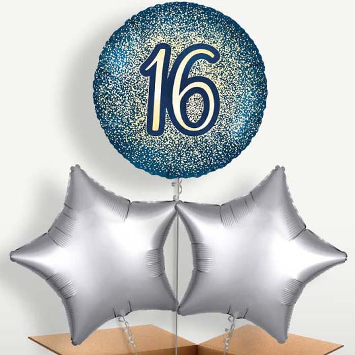 Navy & Gold 16th Birthday Balloon Bunches | Small Indoor Plants