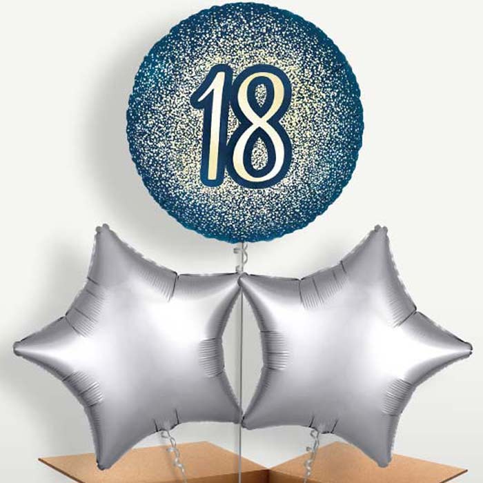 Navy & Gold 18th Birthday Balloon Bunches | Small Indoor Plants