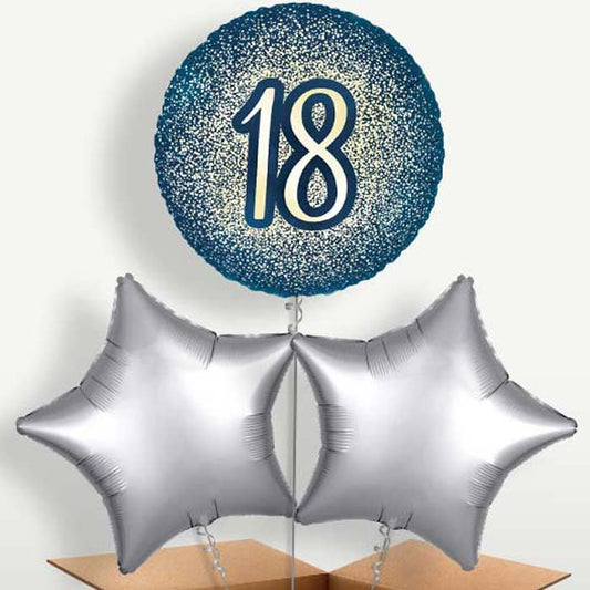 Navy & Gold 18th Birthday Balloon Bunches | Small Indoor Plants