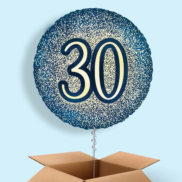 Navy and Gold 30th Birthday Foil Balloon in a Box