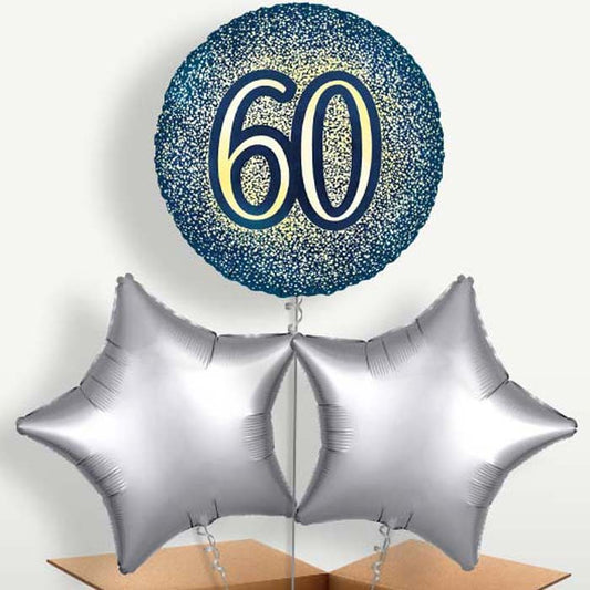 Navy & Gold 60th Birthday Balloon Bunches | Small Indoor Plants