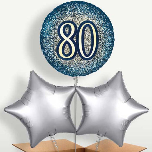 Navy & Gold 80th Birthday Balloon Bunches | Small Indoor Plants