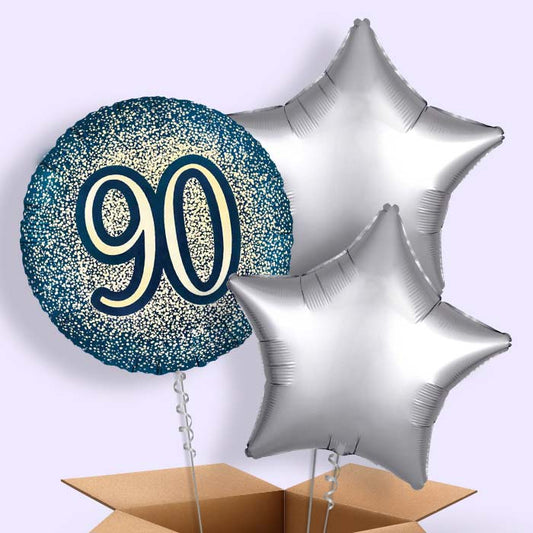 Navy and Gold 90th Birthday Foil Balloon in a Box - 3 Balloon | Small Indoor Plants