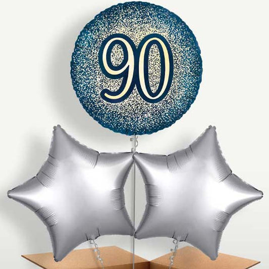 Navy & Gold 90th Birthday Balloon Bunches | Small Indoor Plants