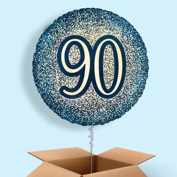 Navy and Gold 90th Birthday Foil Balloon in a Box