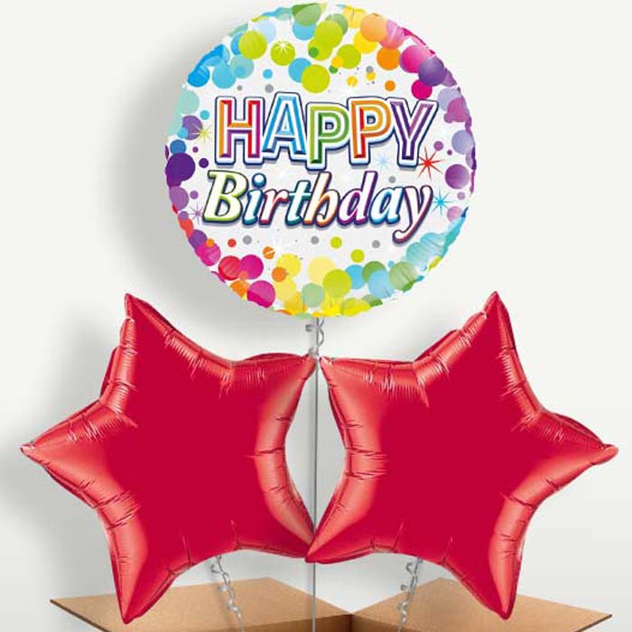 Rainbow Confetti Birthday Trio Balloon Bunch | Small Indoor Plants