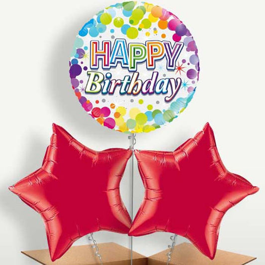 Rainbow Confetti Birthday Trio Balloon Bunch | Small Indoor Plants