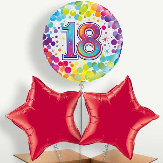 Rainbow 18th Birthday Trio Balloon Bunch | Small Indoor Plants