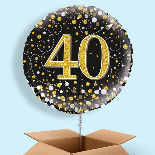 40th Birthday Balloons Delivered - Black Gold